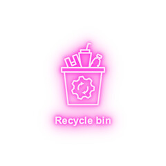 Recycle bin plastic neon icon