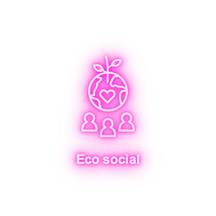 Fototapeta na wymiar Eco social Earth people neon icon
