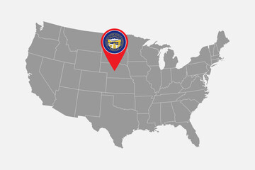 Map pointer with flag of Nebraska. Vector illustration.