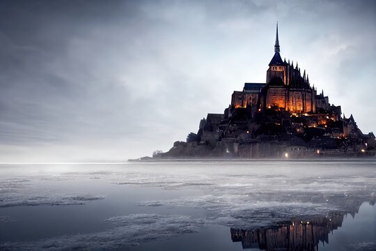 Snow At Mont St Michel