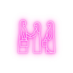 agreement Muslim businesswomen neon icon