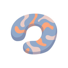 Pillows for traveling, isolated bolsters for sleeping. Support for neck during transportation and trips. Abstract design. Vector in flat cartoon style