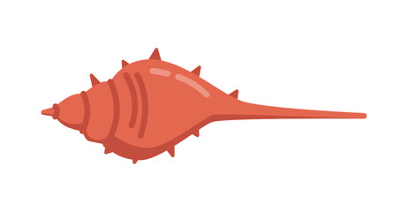 Hawaiian hairy triton, isolated shell with spikes. Underwater dwellers and creatures. Sea and ocean life, conches and aquarium decor. Vector in flat cartoon style
