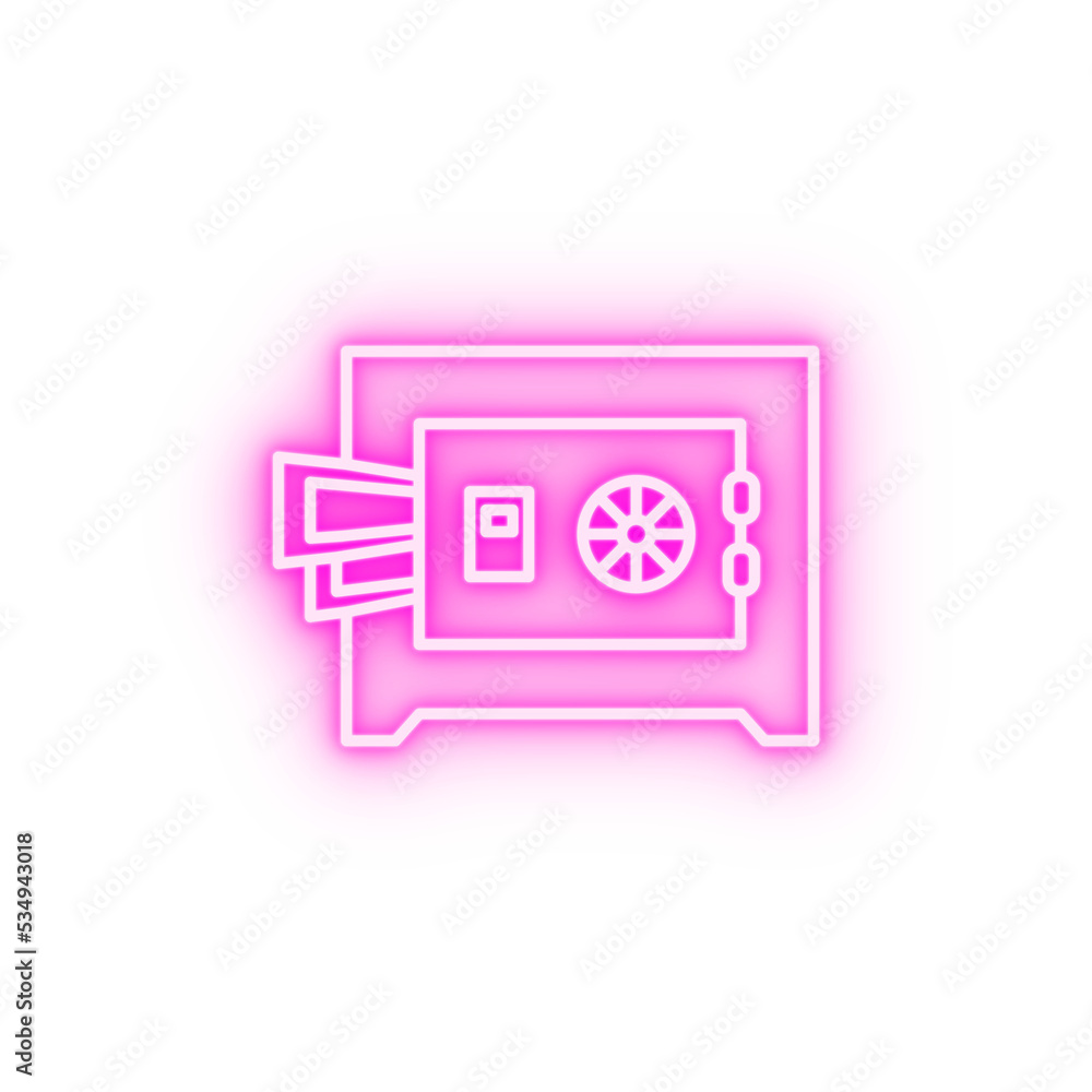 Sticker safebox money neon icon