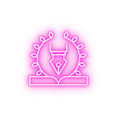 Pen book neon icon