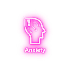 Fototapeta na wymiar Human mind anxiety neon icon