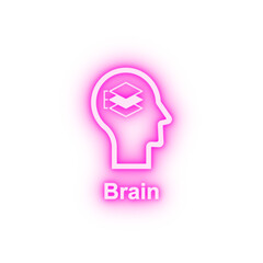 Human mind brain neon icon