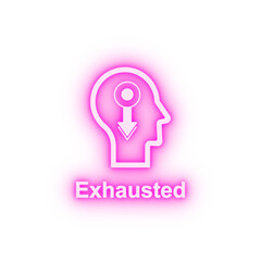 Human mind exhausted neon icon
