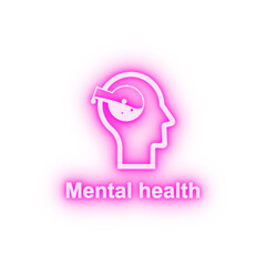 Human mind mental health neon icon