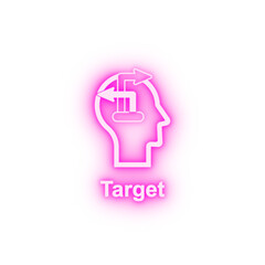 Human mind target neon icon