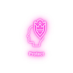 Armor shield head neon icon