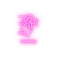 Robot ai brain neon icon