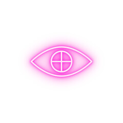 cross on eye neon icon