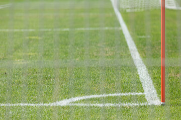 Corner arc of a soccer field. corner area
