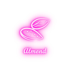 Crustaceans fruit almond neon icon
