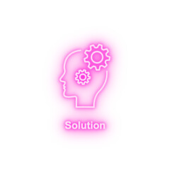 Gear solution head neon icon