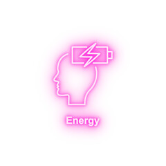 Energy brain recharge neon icon