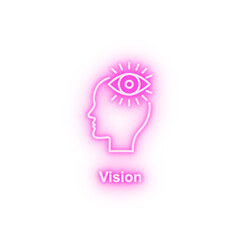 Eye view brain neon icon