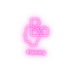 Puzzle strategy brain neon icon