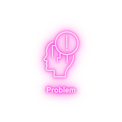 Panic exclamation head neon icon