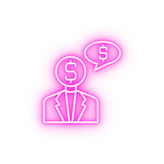 Bribe businessman money neon icon