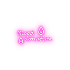 Blood donation neon icon