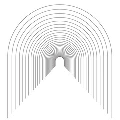 line illustration of a tunnel