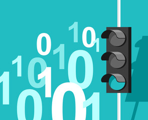 Obraz na płótnie Canvas Web traffic - semaphore and binary code