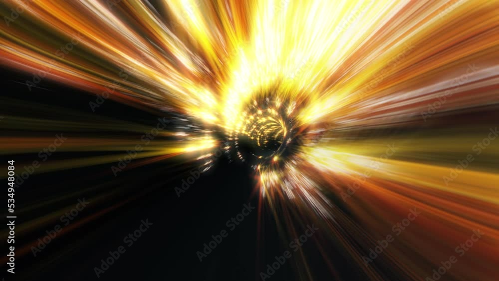 Poster hyperspace light speed space flight through bright flicker gold star space time wormhole vortex tunn