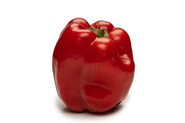 Red bell pepper isolated on a white background.