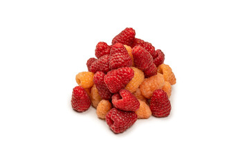 Tasty raspberries isolated on  white background.