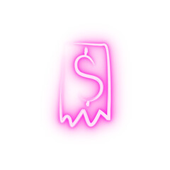 check for payment sketch style neon icon