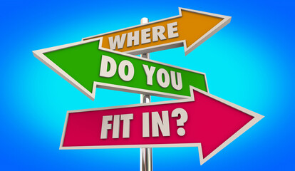 Where Do You Fit In Signs Direction Belong Join Feel Welcome 3d Illustration