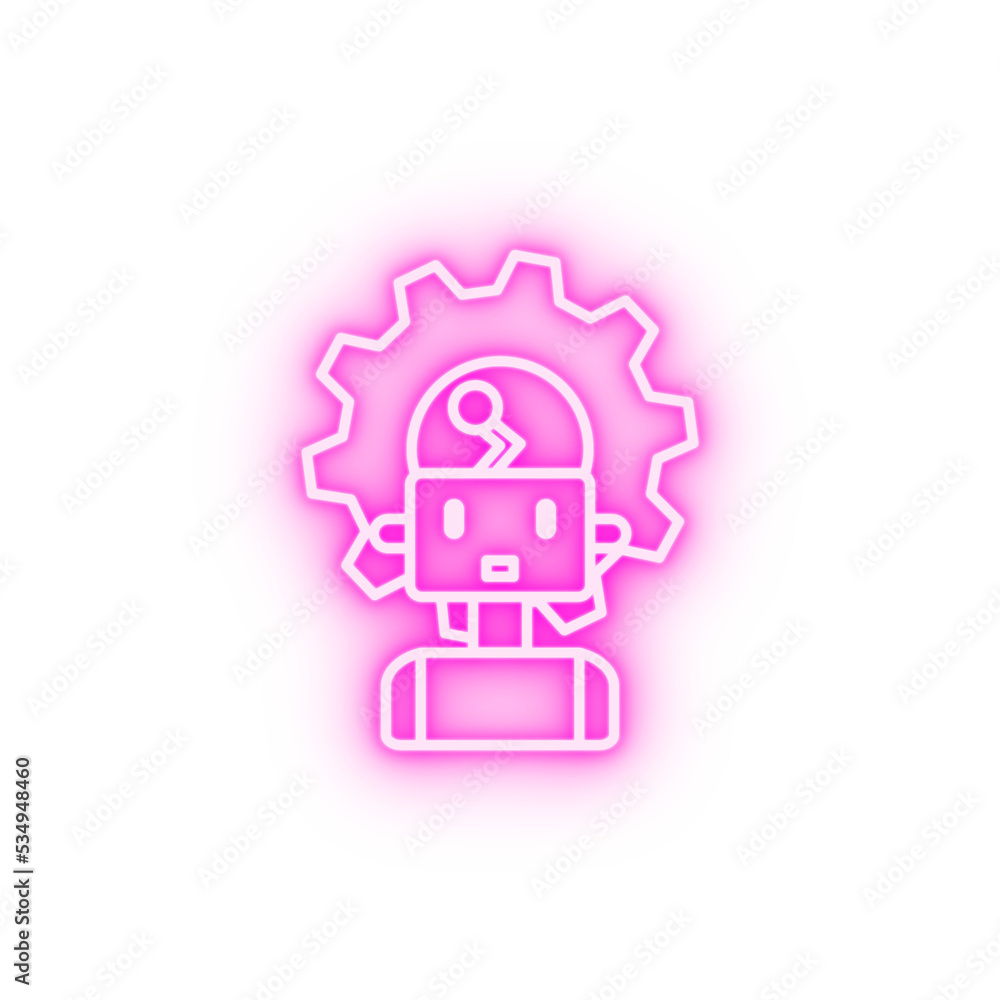 Poster machine robot smart concept line neon icon
