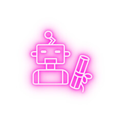Diploma artificial intelligence robot concept line neon icon