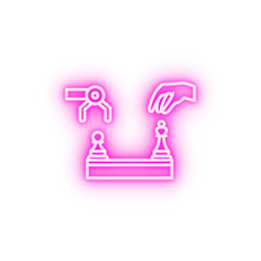 artificial intelligence chess human and robot concept line neon icon