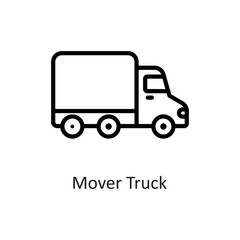 Mover Truck Outline Vector Icon Design illustration on White background. EPS 10 File