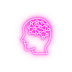 Smart brain artificial intelligence concept line neon icon