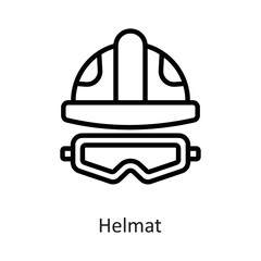 helmet Outline Vector Icon Design illustration on White background. EPS 10 File