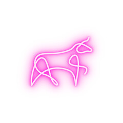 Bull one line neon icon
