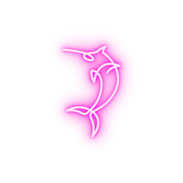 Saw nose shark one line neon icon