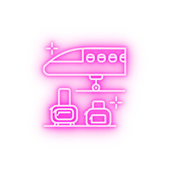 Plane luggage airport neon icon