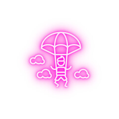 Parachutist adventure neon icon