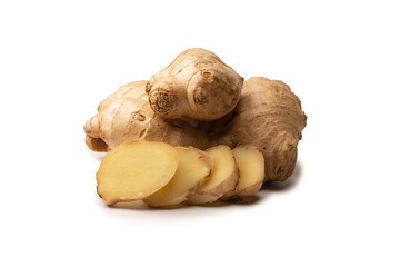 Ginger root isolated on white background.