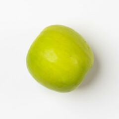 Fresh green apple isolated on white background. Green Fruits top view.