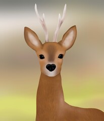 Deer head. Art digital illustration .Deer head in front