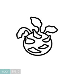 Kohlrabi or German Turnip isolated vector icon