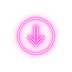 arrow to down neon icon