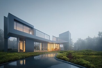 Fototapeta na wymiar 3d rendering of modern cozy house, 3d illustration
