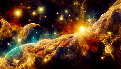 Incredibly beautiful galaxy in outer space. Nebula night starry sky. Multicolor outer space. planets, stars. 3D Rendering